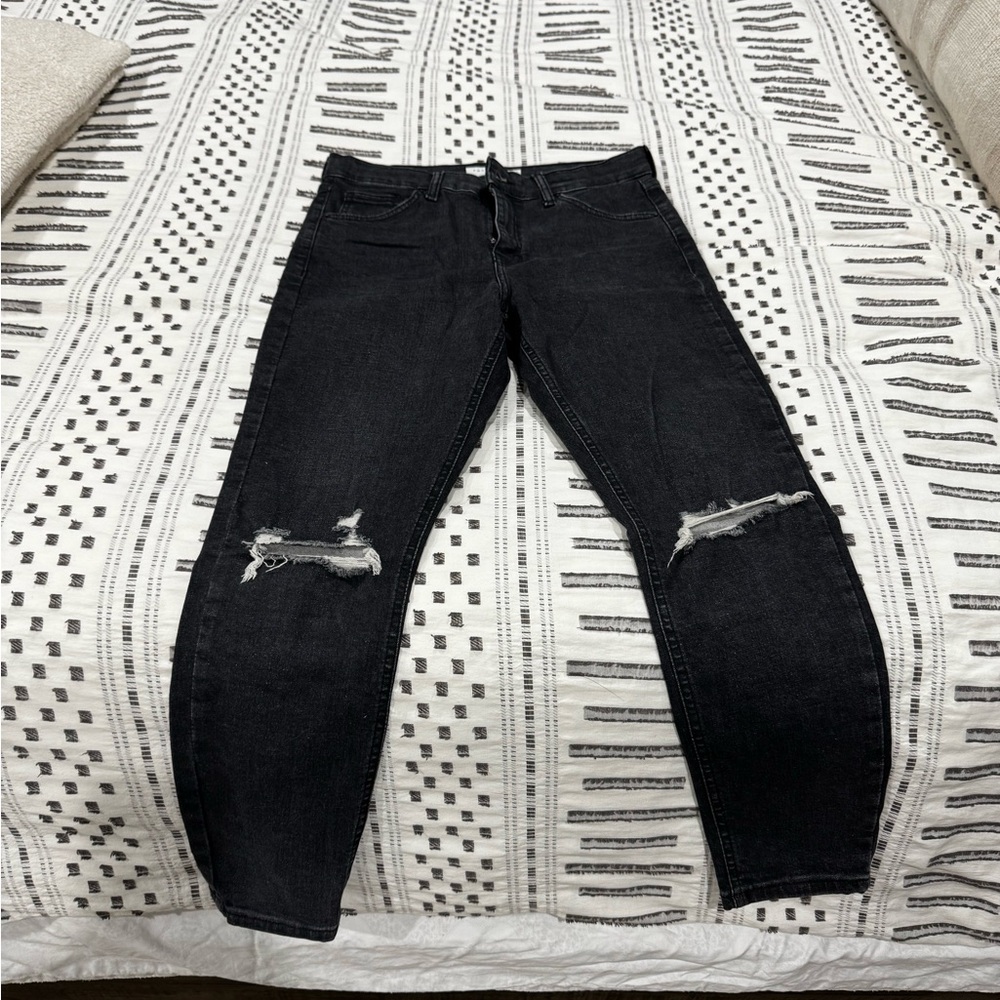Topshop Black Skinny Distressed Jeans